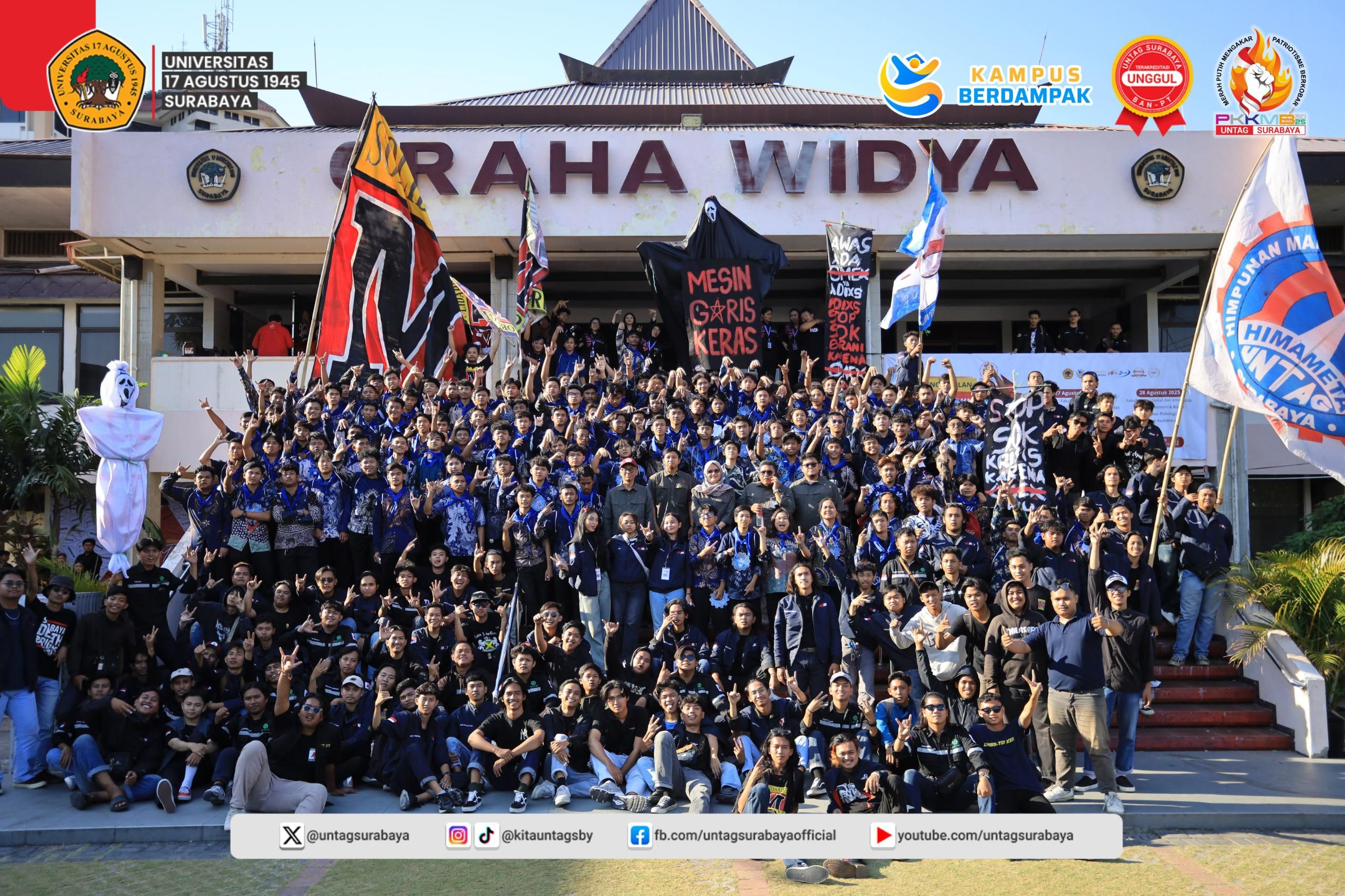 Mahasiswa Baru Teknik Mesin Untag Surabaya Angkatan 2025 Meriahkan PKKMB Bersama Dosen dan HIMAMETA