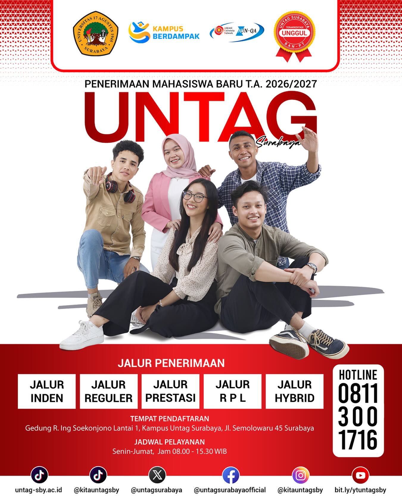 Penerimaan Mahasiswa Baru Untag Surabaya 2026–2027 Telah Dibuka