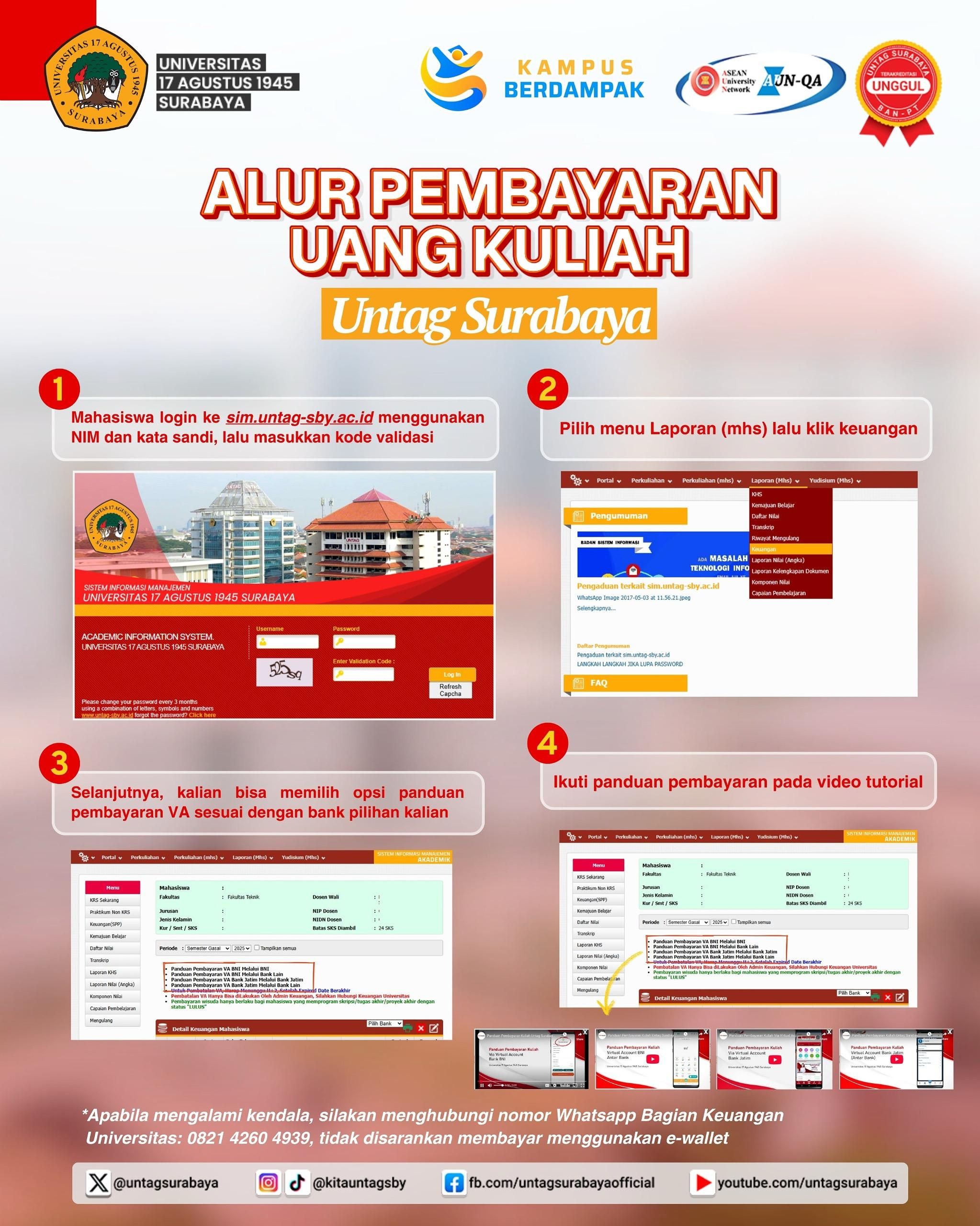 UNTAG Surabaya Rilis Panduan Lengkap Alur Pembayaran Uang Kuliah